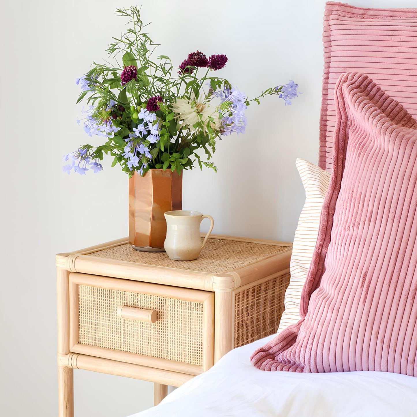 Rattan Bedside Table | Cane Side table | Bamboo table - Ishita - Akway