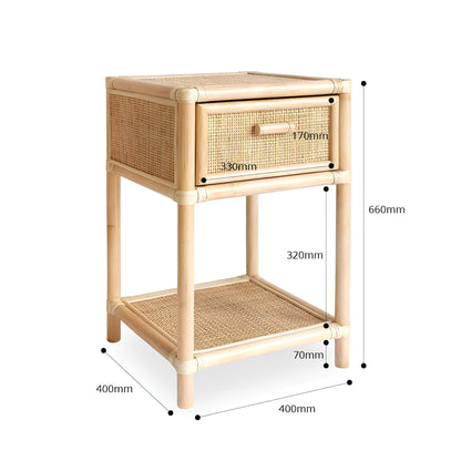 Rattan Bedside Table | Cane Side table | Bamboo table - Ishita - Akway