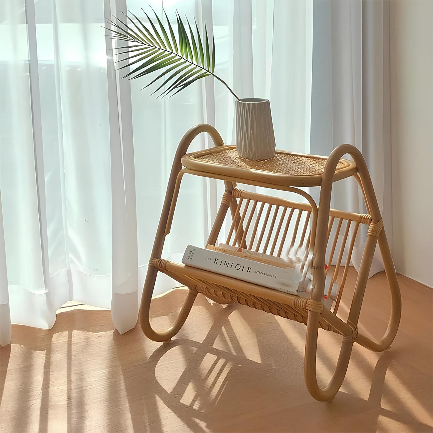 Rattan Bedside Table | Cane Side table | Bamboo table - Anaisha - Akway