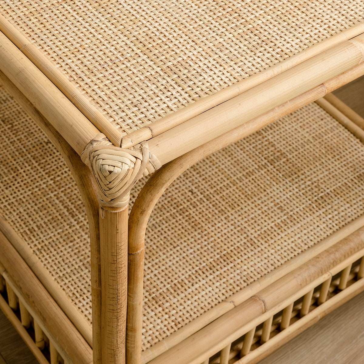 Rattan Bedside Table | Cane Side table | Bamboo table - Ananya - Akway