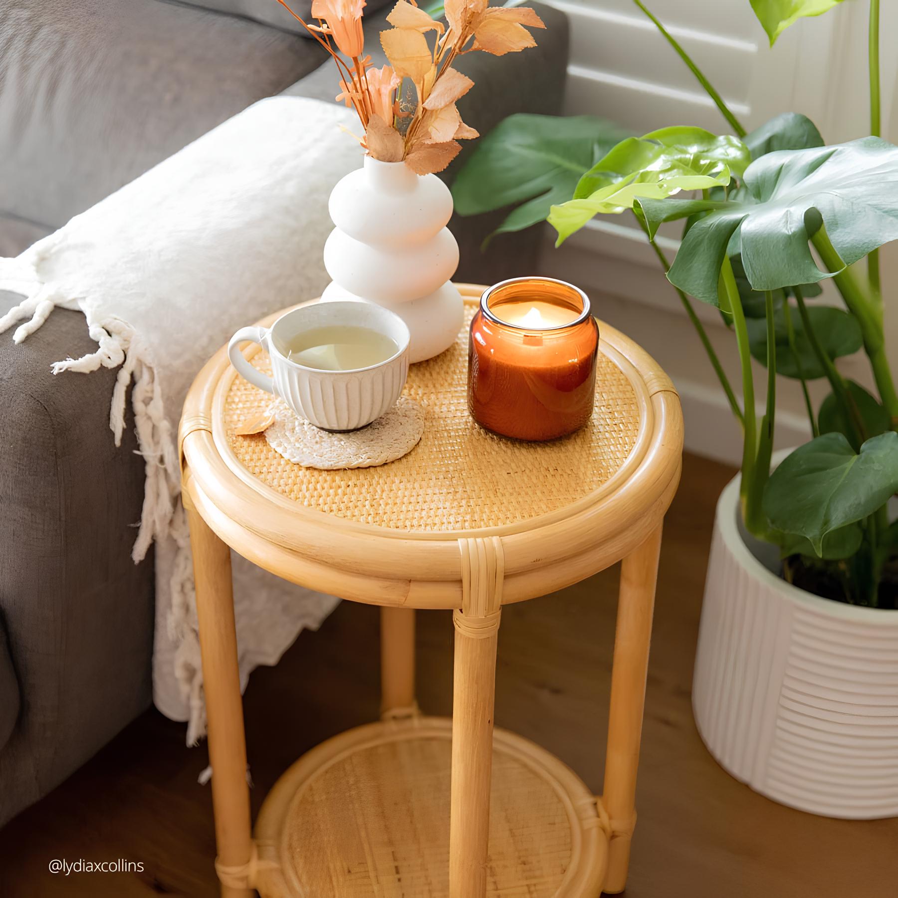 Rattan Bedside Table | Cane Side table | Bamboo table - Kimaya - Akway