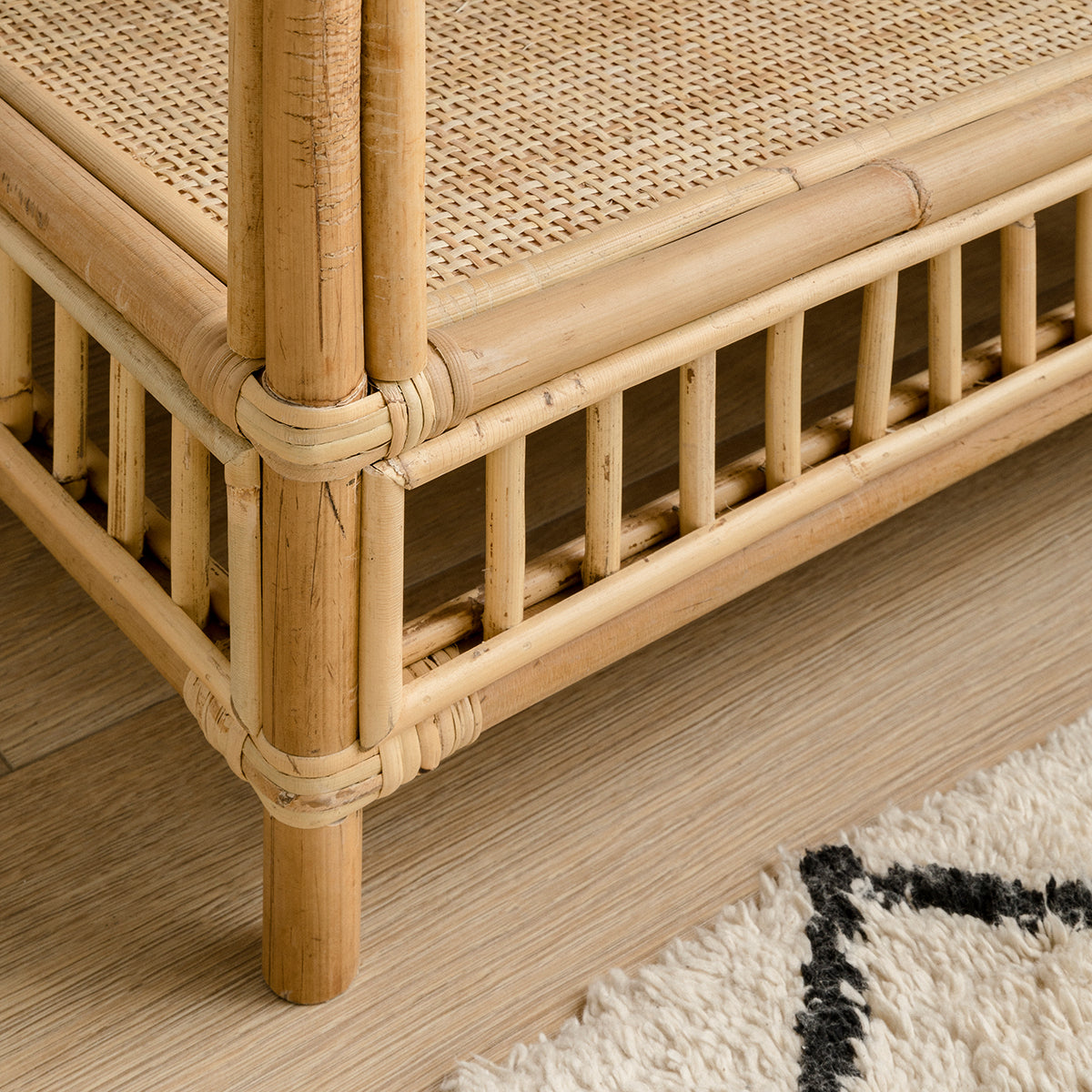 Rattan Bedside Table | Cane Side table | Bamboo table - Ananya - Akway