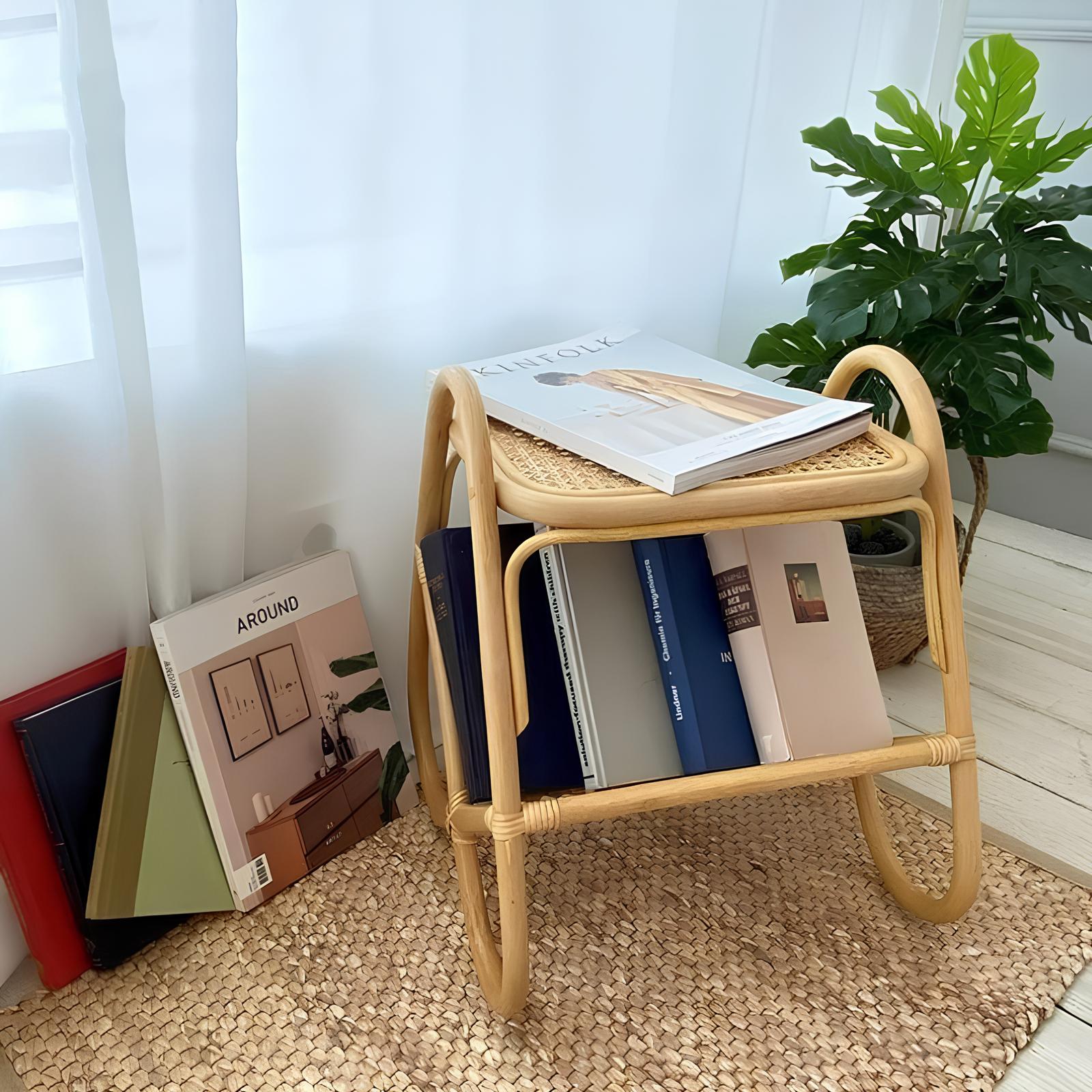 Rattan Bedside Table | Cane Side table | Bamboo table - Anaisha - Akway