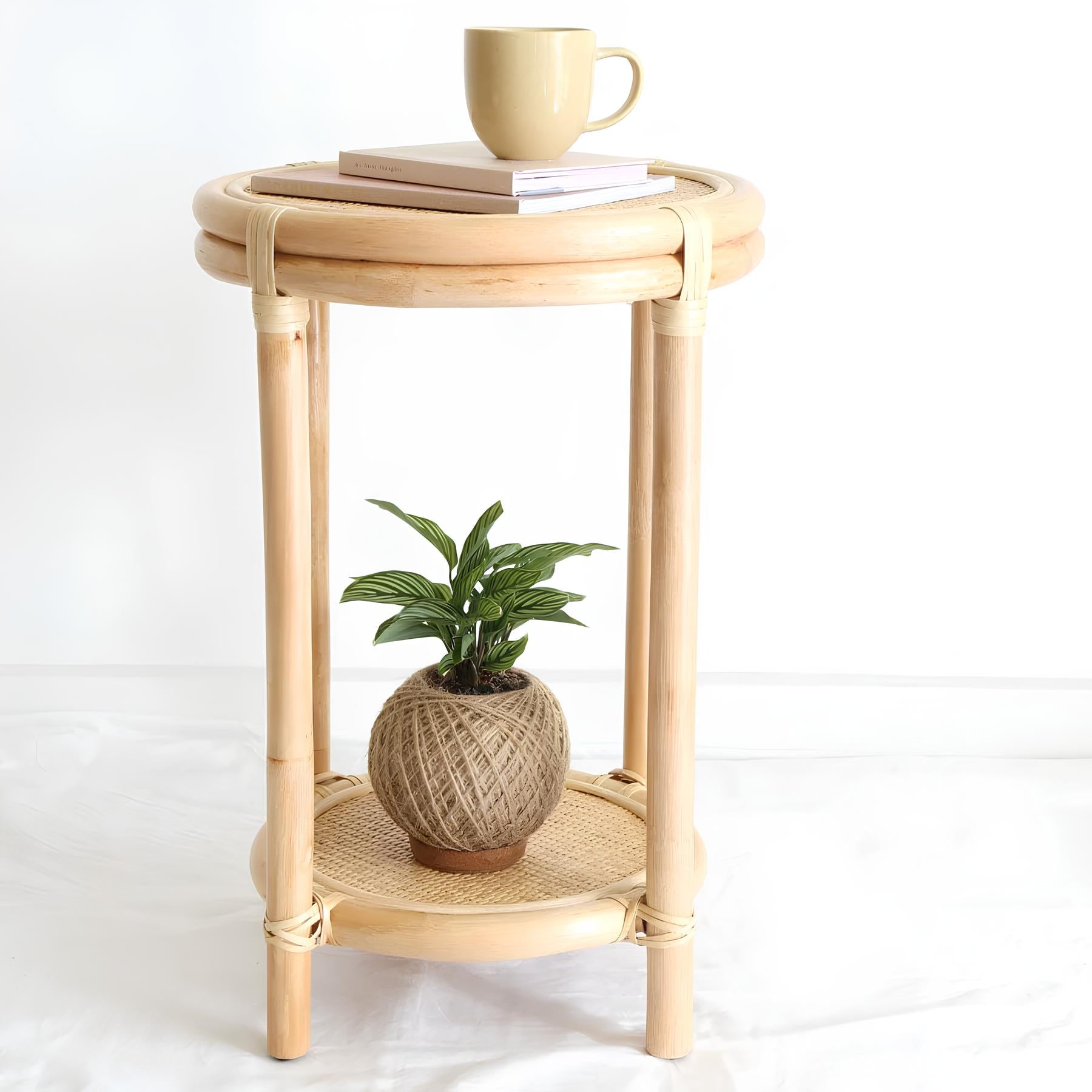 Rattan Bedside Table | Cane Side table | Bamboo table - Kimaya - Akway