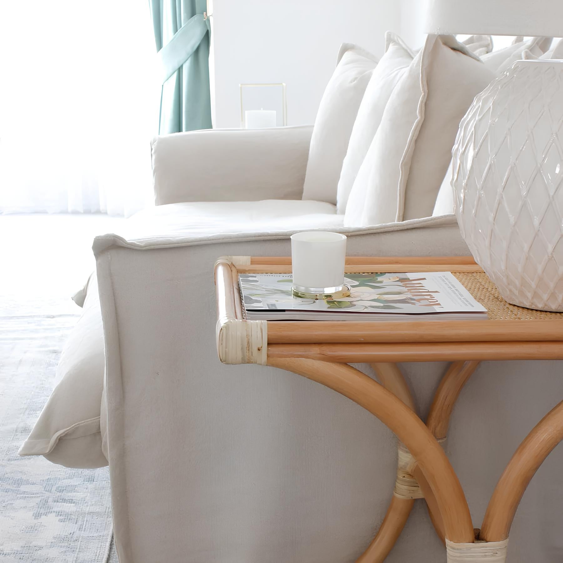 Rattan Bedside Table | Cane Side table | Bamboo table - Larisa - Akway