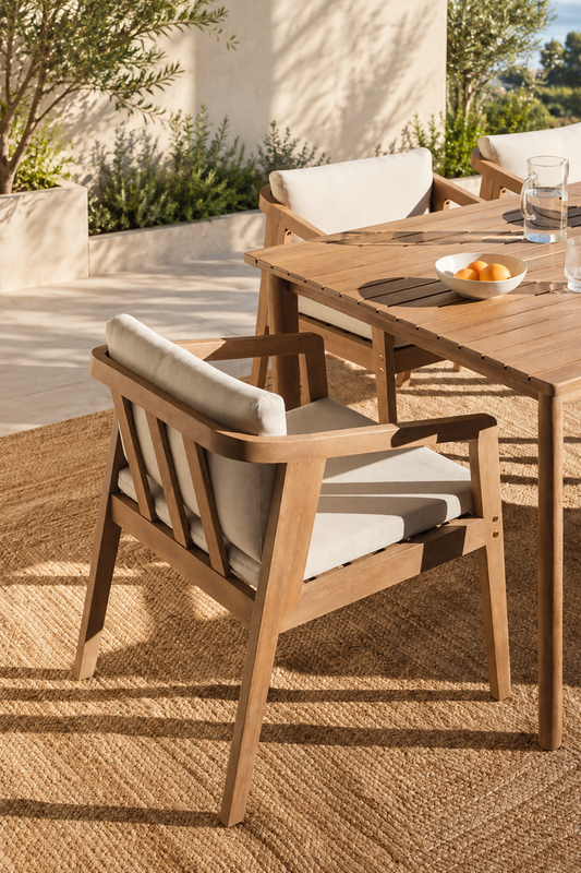 Rattan Dining Chair with Cushion for Dining Room - Anika by Akway - Furniture > Chairs