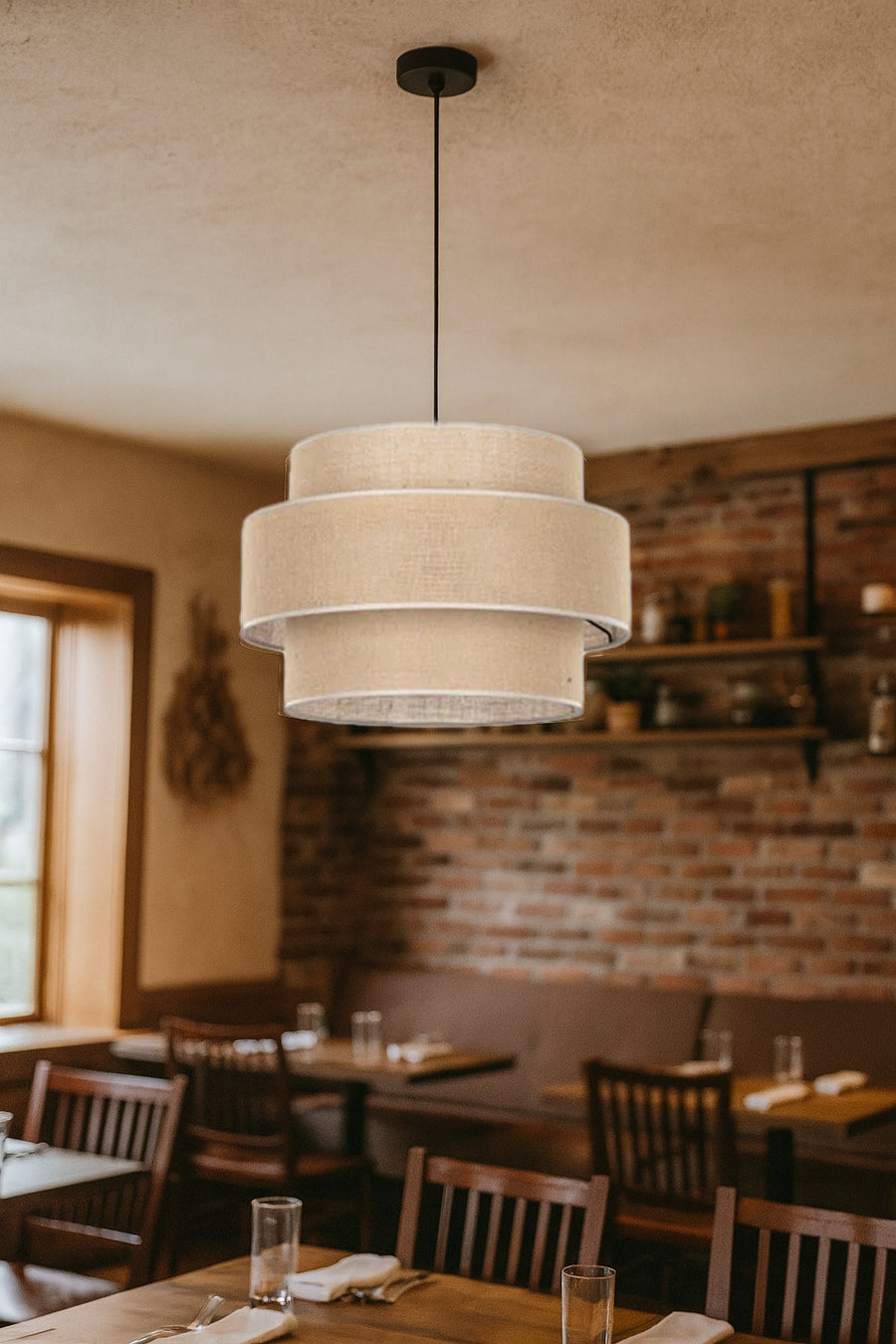 Jute Pendant Light for Living Room 12 Inch - Dhrish by Akway