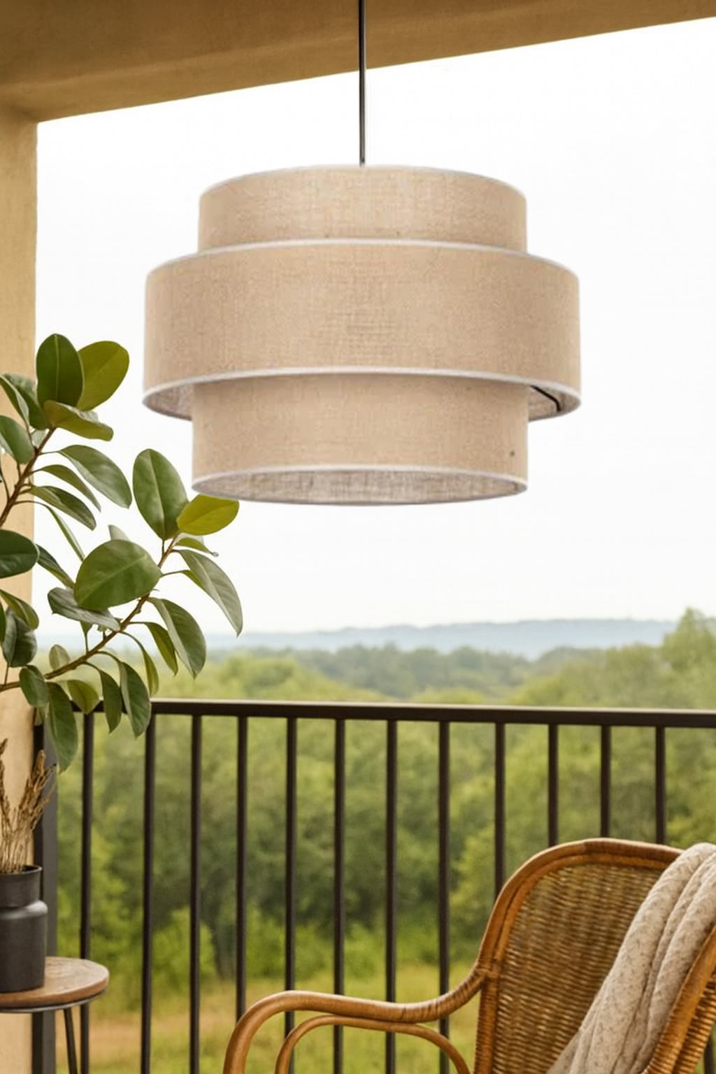 Jute Hanging lamp for Living Room | Jute Pendant light | Jute ceiling light -Dhrish 12" Dia x 10" H by Akway - Image 6