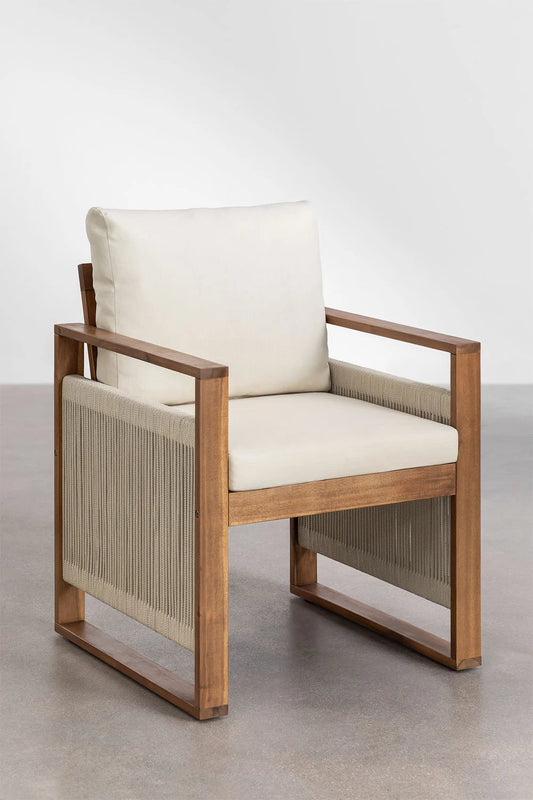 Dining Chair Teak Wood Finish | Woven Garden Chair Teak Wood Finish | Woven Dining chair | Terrace Chair- Advika by Akway