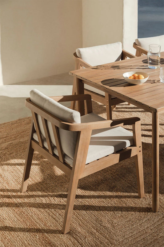 Dining Chair Teak Wood Finish | Woven Garden Chair Teak Wood Finish | Woven Dining chair | Terrace Chair- Anika by Akway