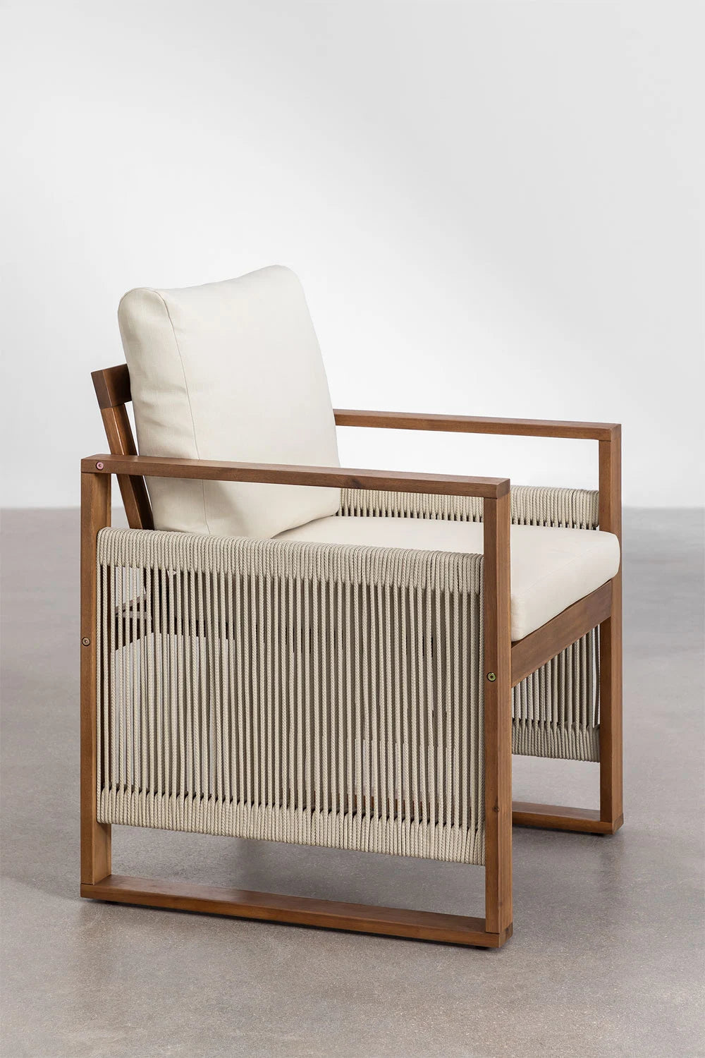 Dining Chair Teak Wood Finish | Woven Garden Chair Teak Wood Finish | Woven Dining chair | Terrace Chair- Advika by Akway