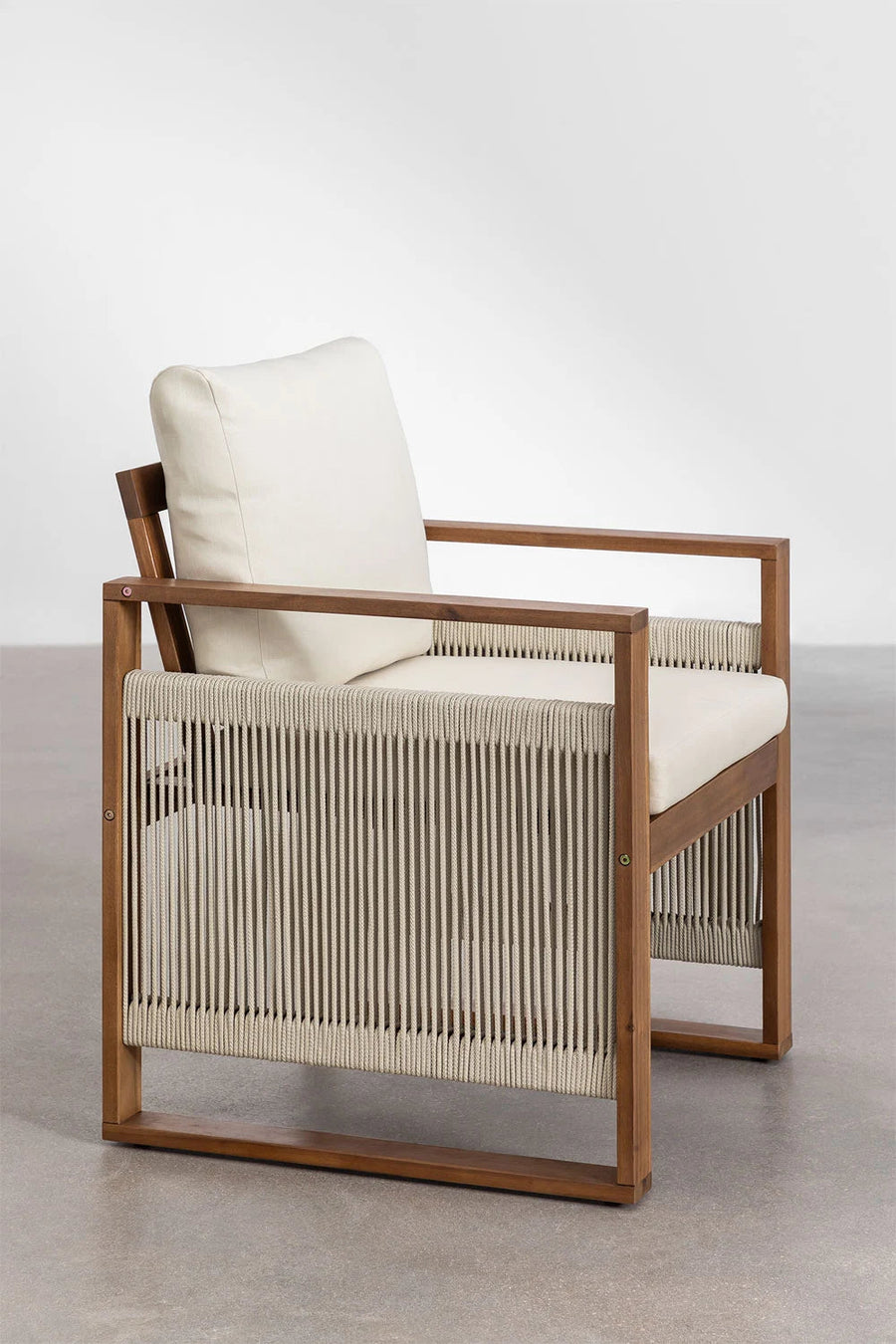 Dining Chair Teak Wood Finish | Woven Garden Chair Teak Wood Finish | Woven Dining chair | Terrace Chair- Advika by Akway
