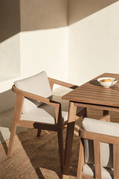 Dining Chair Teak Wood Finish | Woven Garden Chair Teak Wood Finish | Woven Dining chair | Terrace Chair- Anika by Akway