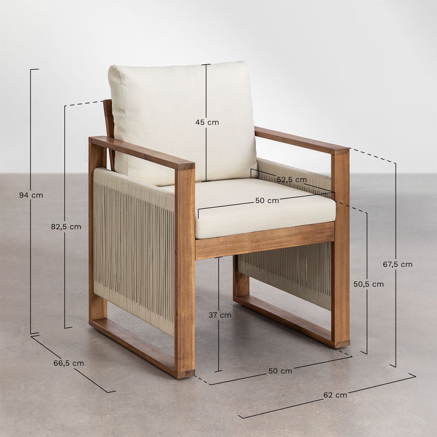 Dining Chair Teak Wood Finish | Woven Garden Chair Teak Wood Finish | Woven Dining chair | Terrace Chair- Advika by Akway