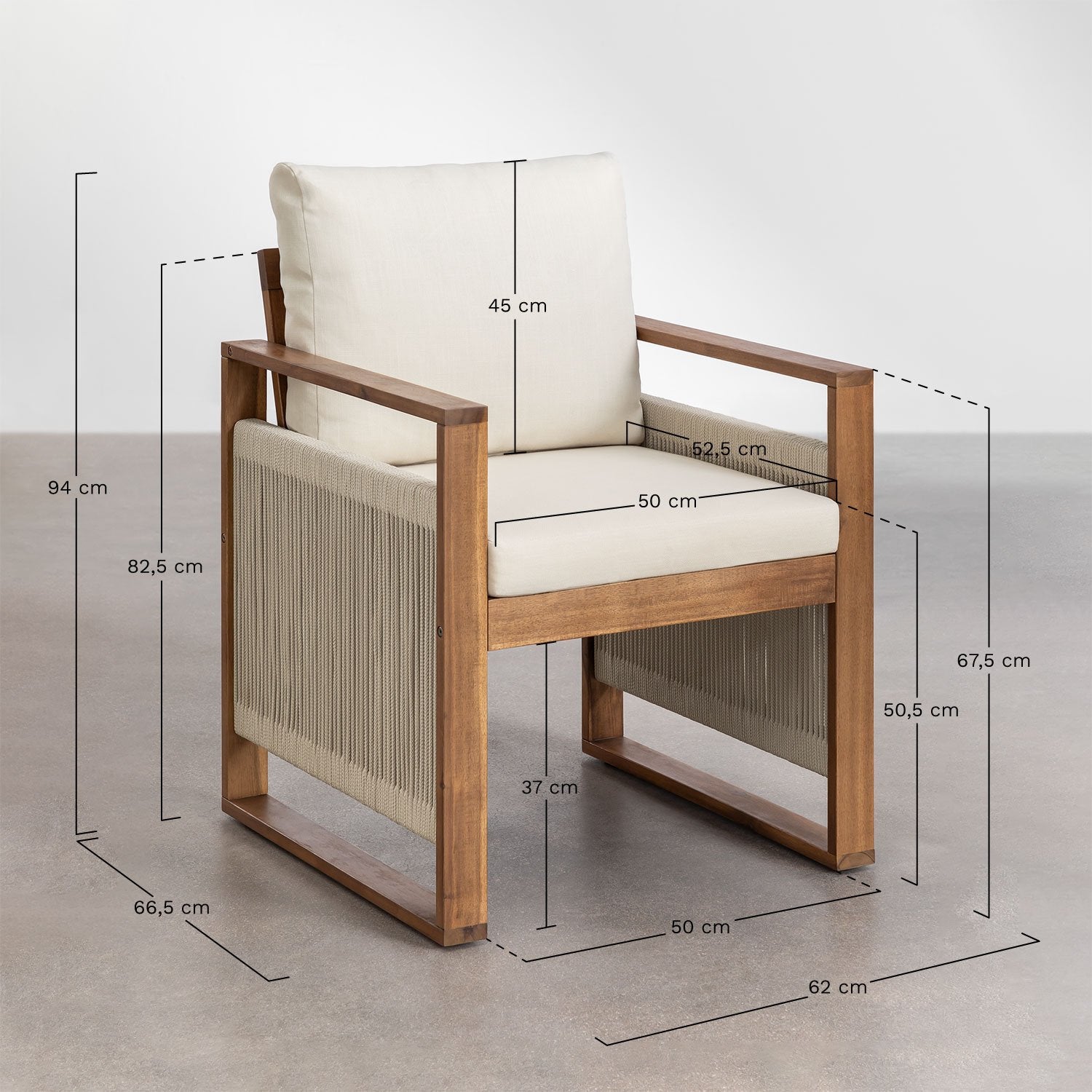 Dining Chair Teak Wood Finish | Woven Garden Chair Teak Wood Finish | Woven Dining chair | Terrace Chair- Advika by Akway
