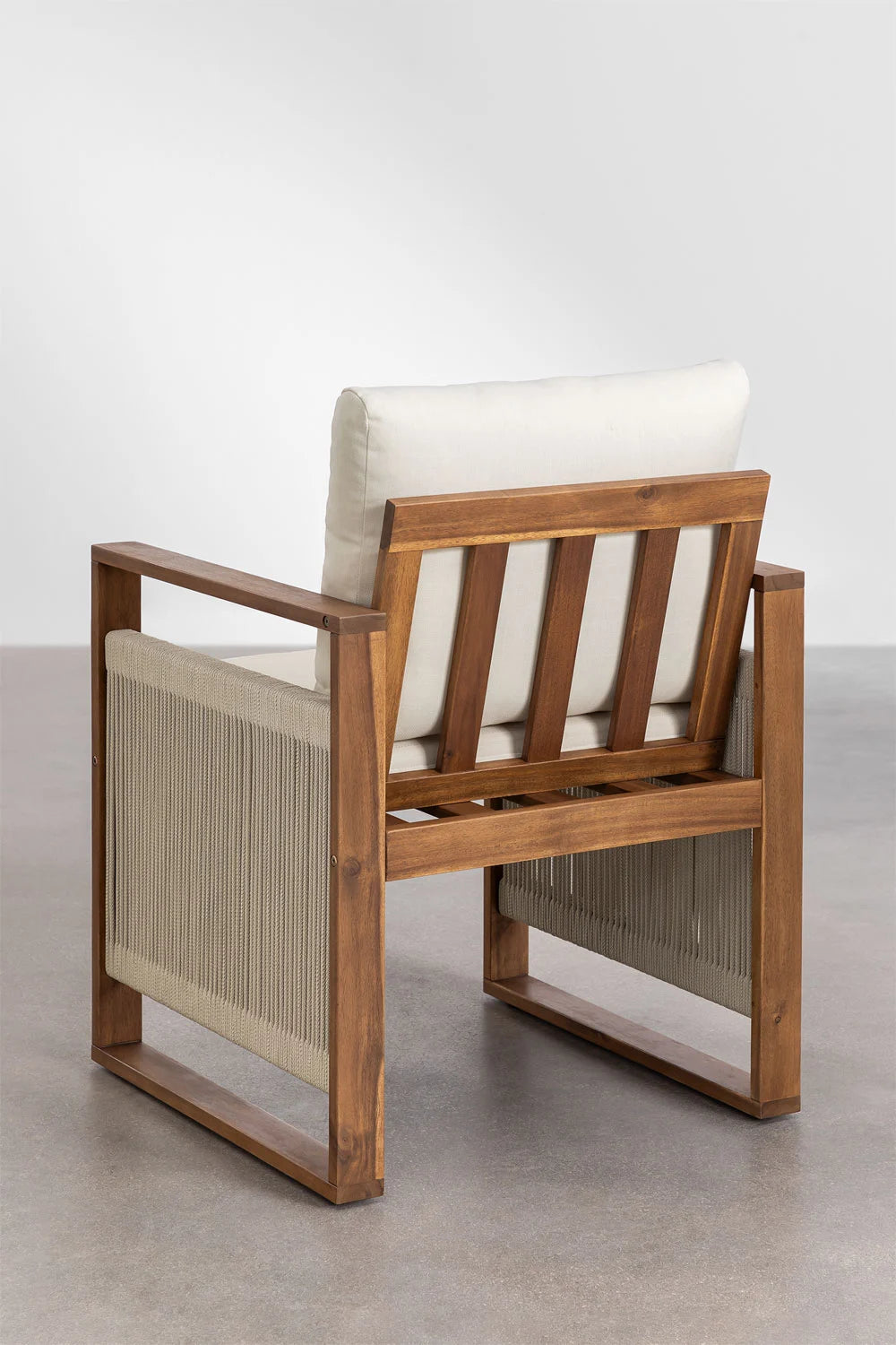 Dining Chair Teak Wood Finish | Woven Garden Chair Teak Wood Finish | Woven Dining chair | Terrace Chair- Advika by Akway