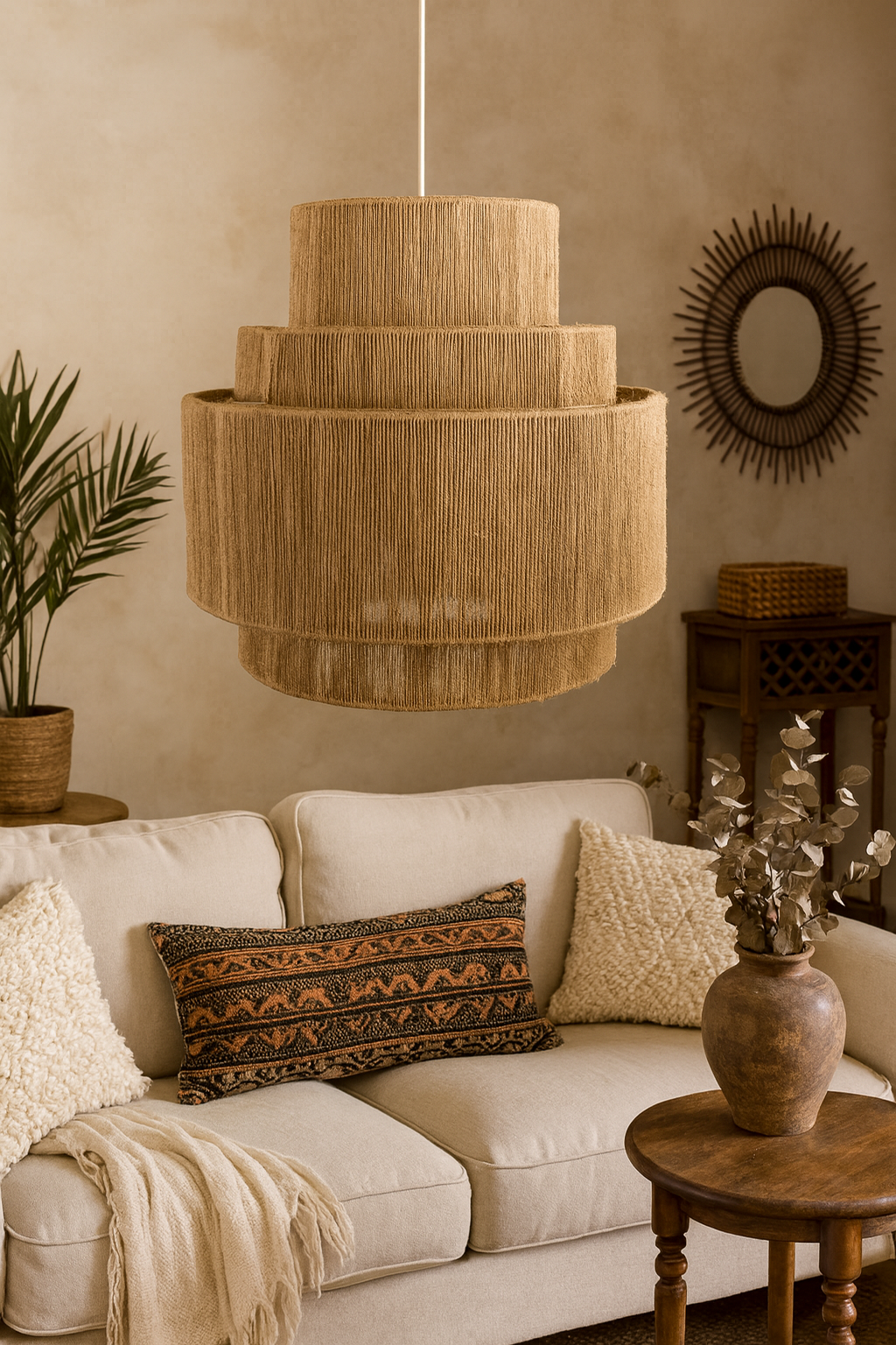 Bamboo Hanging lamp for Living Room | Rattan Pendant light | Cane ceiling light - Eenakshi