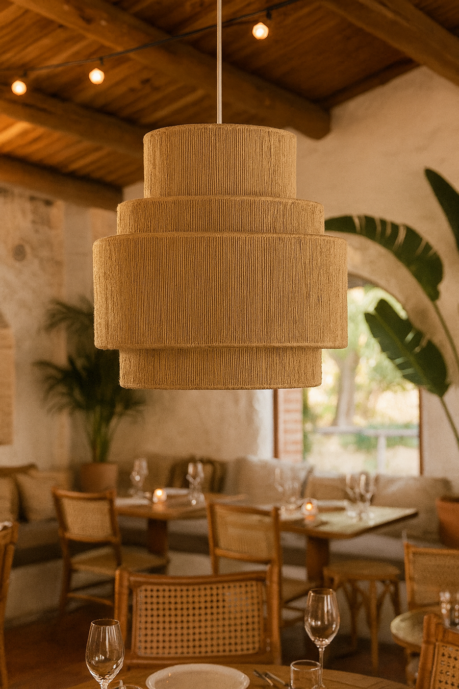 Jute Chandelier for Dining Room - Eenakshi by Akway