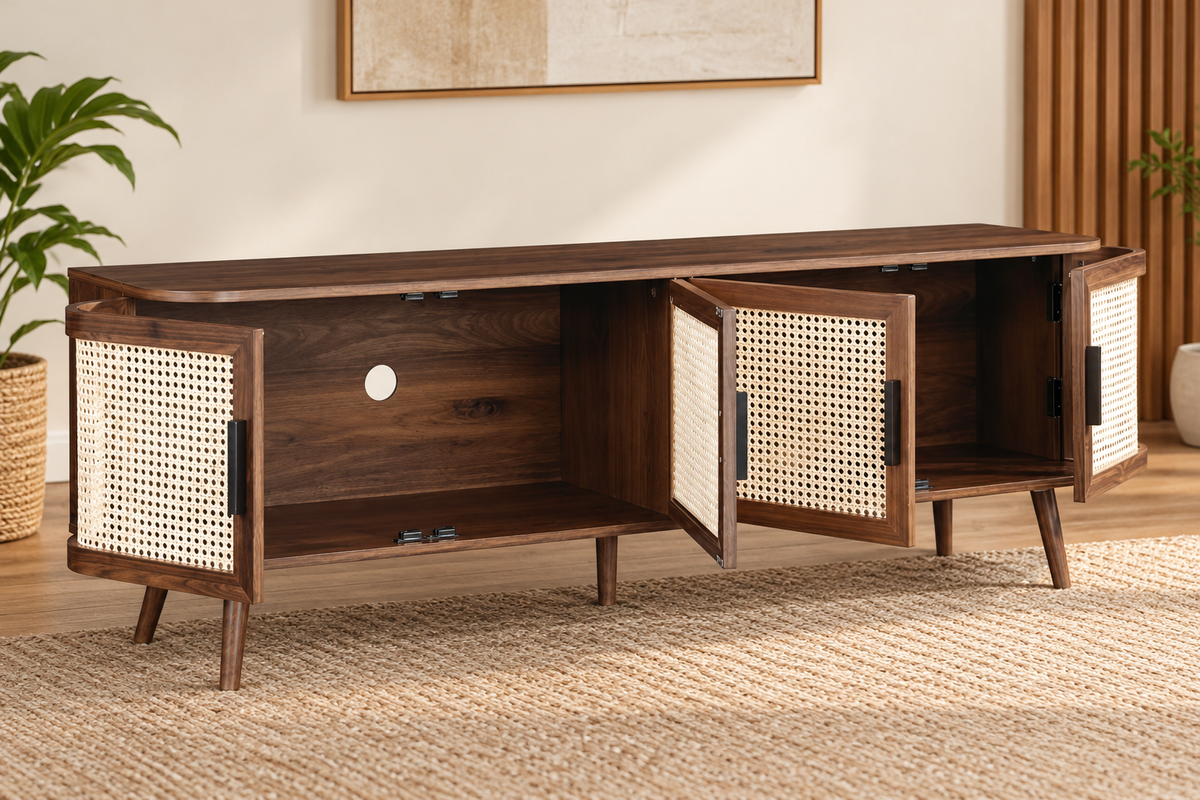 Rattan Wooden Console Table | Modern Rattan TV Unit - Elayaa by Akway - Furniture > TV Units
