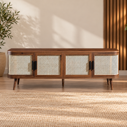 Rattan Wooden Console Table | Modern Rattan TV Unit - Elayaa by Akway - Furniture > TV Units