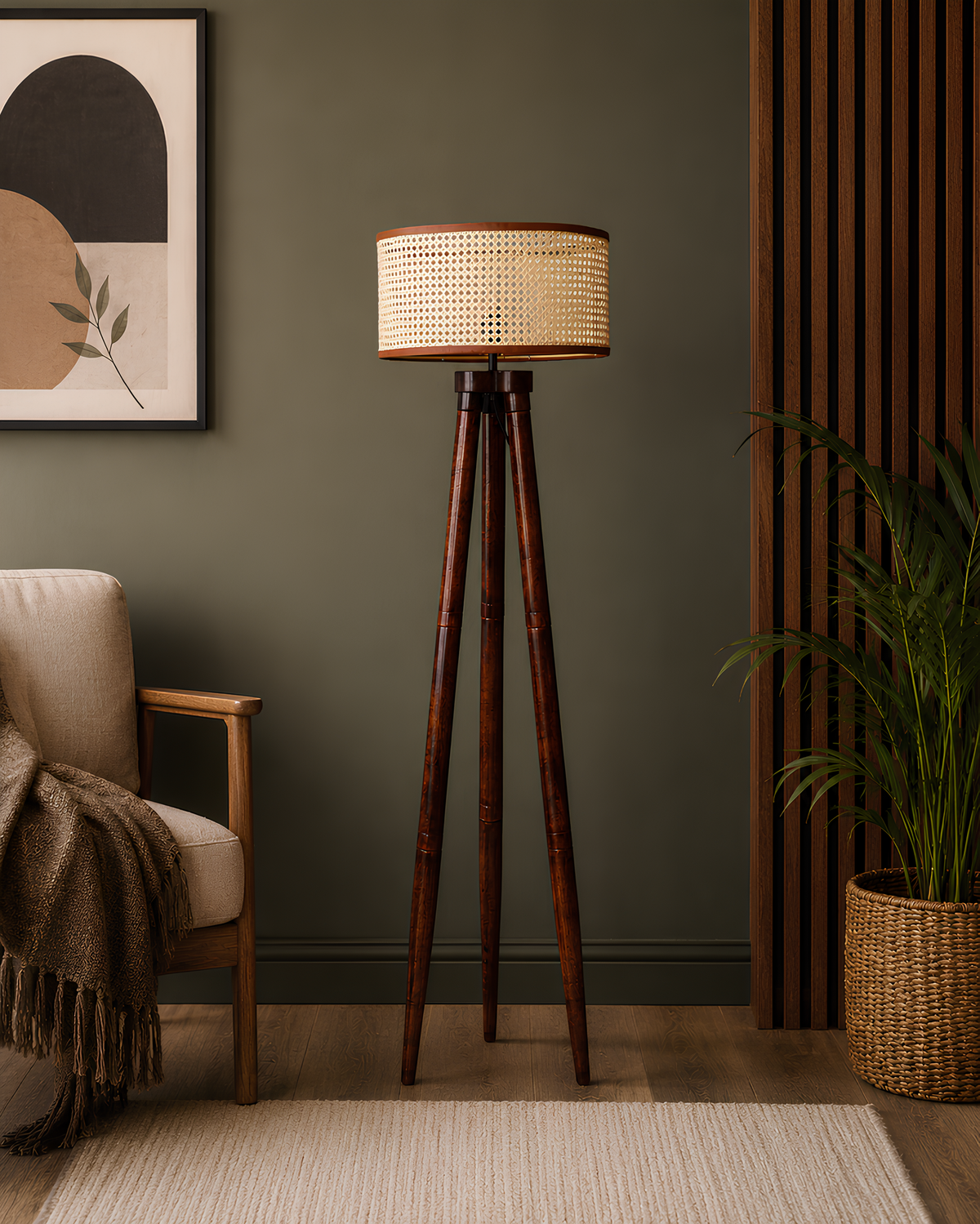 Mango Wood Floor Lamp for Living Room - AMOS by Akway - Home > Floor Lamps
