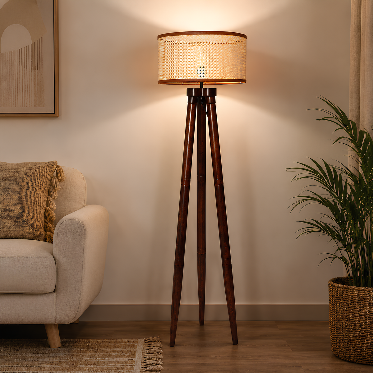 Mango Wood Floor Lamp for Living Room - AMOS by Akway - Home > Floor Lamps