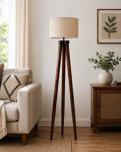 Mango Wood Floor Lamp for Living Room - ARCHER by Akway - Home > Floor Lamps