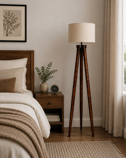 Mango Wood Floor Lamp for Living Room - ARCHER by Akway - Home > Floor Lamps