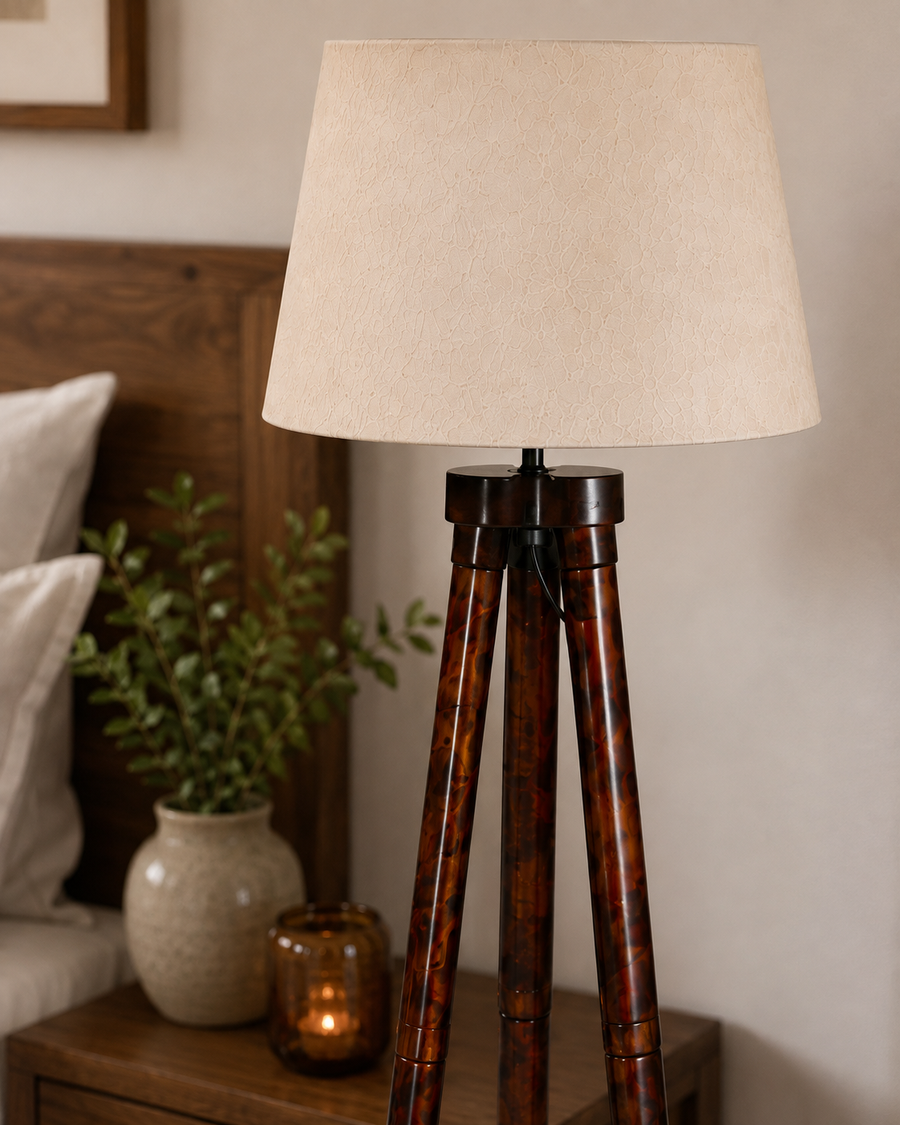 Mango Wood Floor Lamp for Living Room - BROOKS by Akway - Home > Floor Lamps