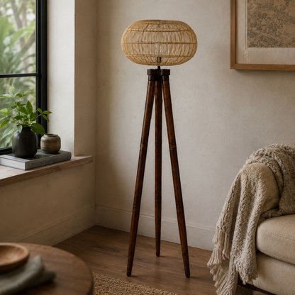 Mango Wood Floor Lamp for Living Room - OAKLEY by Akway - Home > Floor Lamps