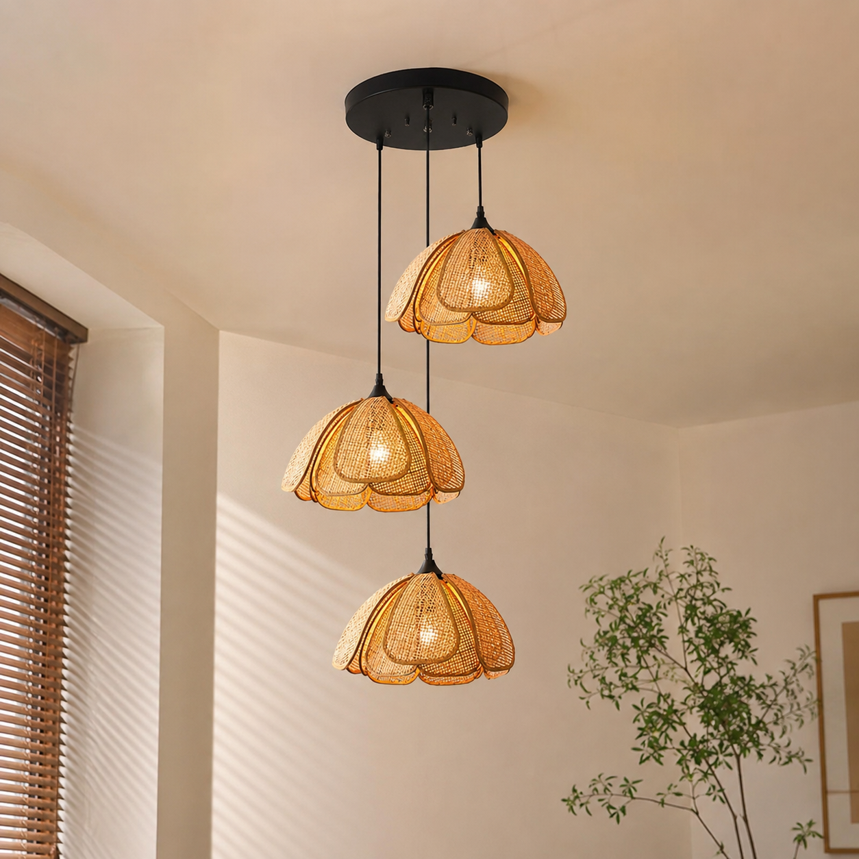 Rattan Hanging  Light for Living Room - GALVIN