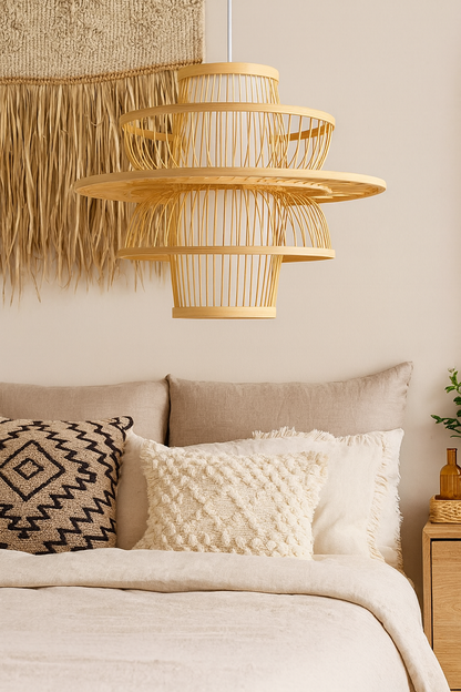 Bamboo Lamp for Living Room | Rattan Pendant light | Cane ceiling light - Ganesh by Akway - Image 3