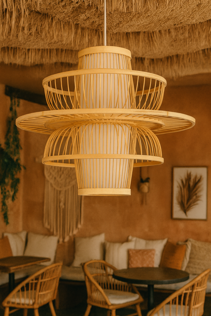 Bamboo Lamp for Living Room | Rattan Pendant light | Cane ceiling light - Ganesh by Akway - Image 4