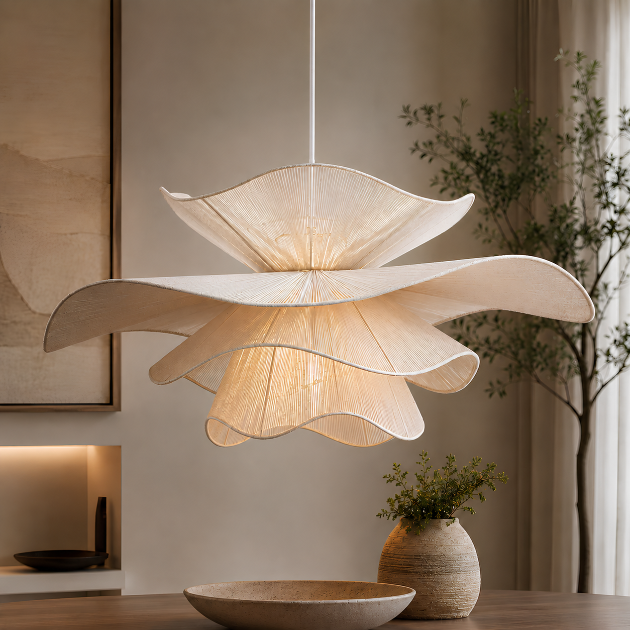 Jute Pendant Light for Living Room - Blythe