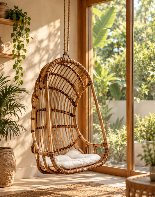 Bamboo Swing Chairs for Outdoor | Cane Swing Chairs - Asmee by Akway - Furniture > Swing Chairs