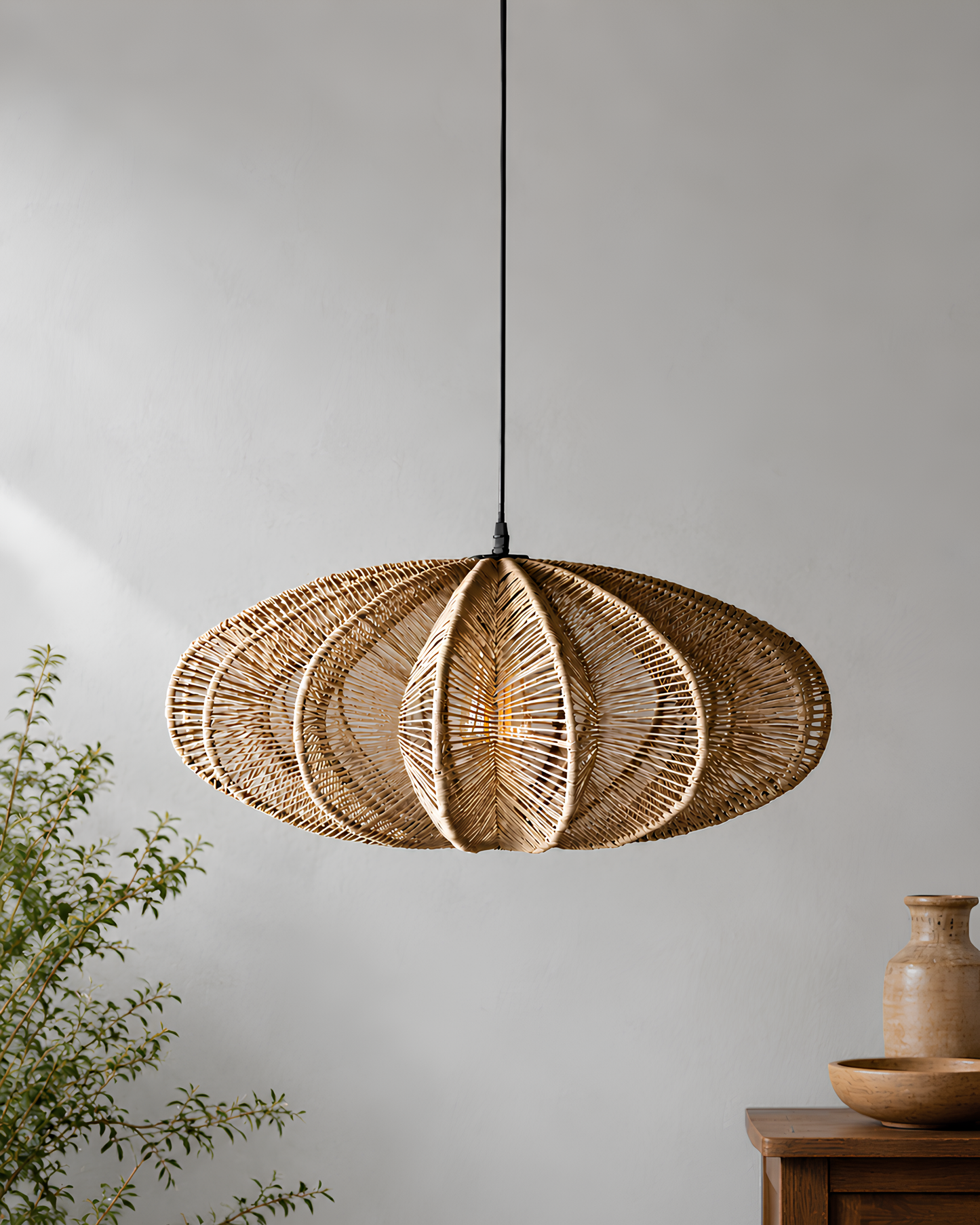 Raffia Pendant Light for Living Room - Clover