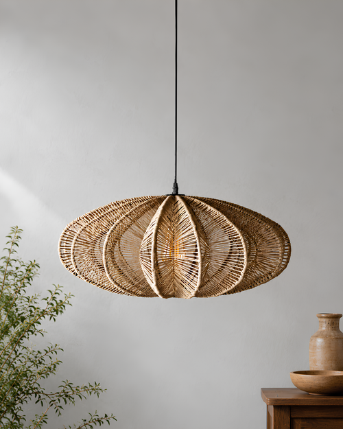 Raffia Pendant Light for Living Room - Clover