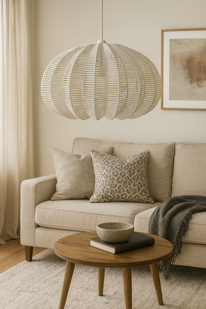Bamboo Hanging lamp for Living Room | Rattan Pendant light | Cane ceiling light - Hem