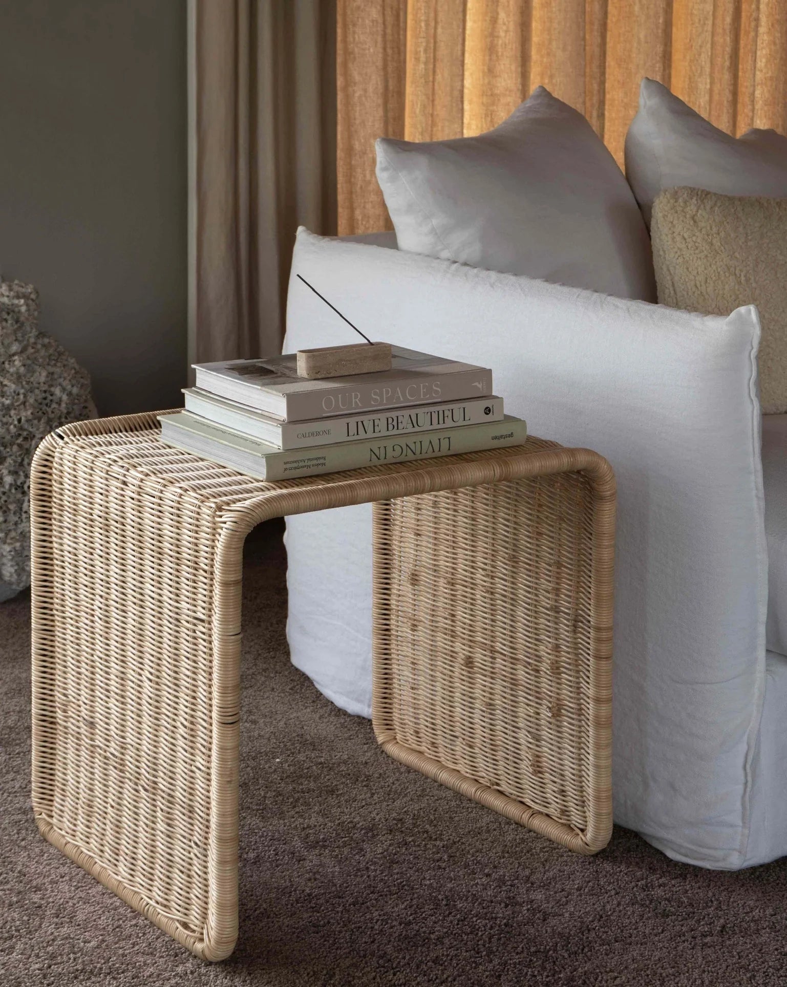 Rattan Bedside Table | Cane Side table | Bamboo table - Ishana - Akway