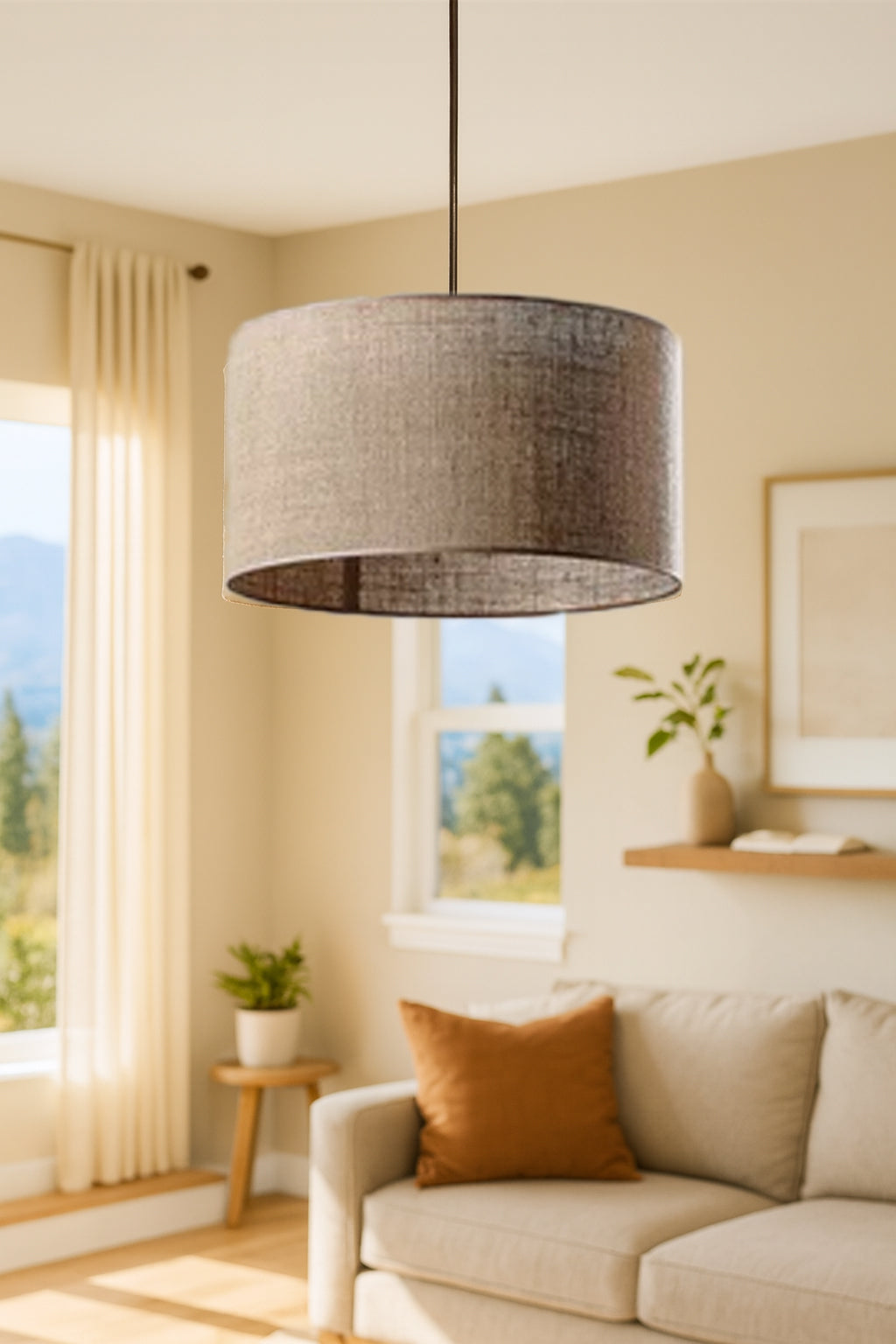 Jute Pendant Light for Living Room | Jute Hanging Lamp - Jasmit