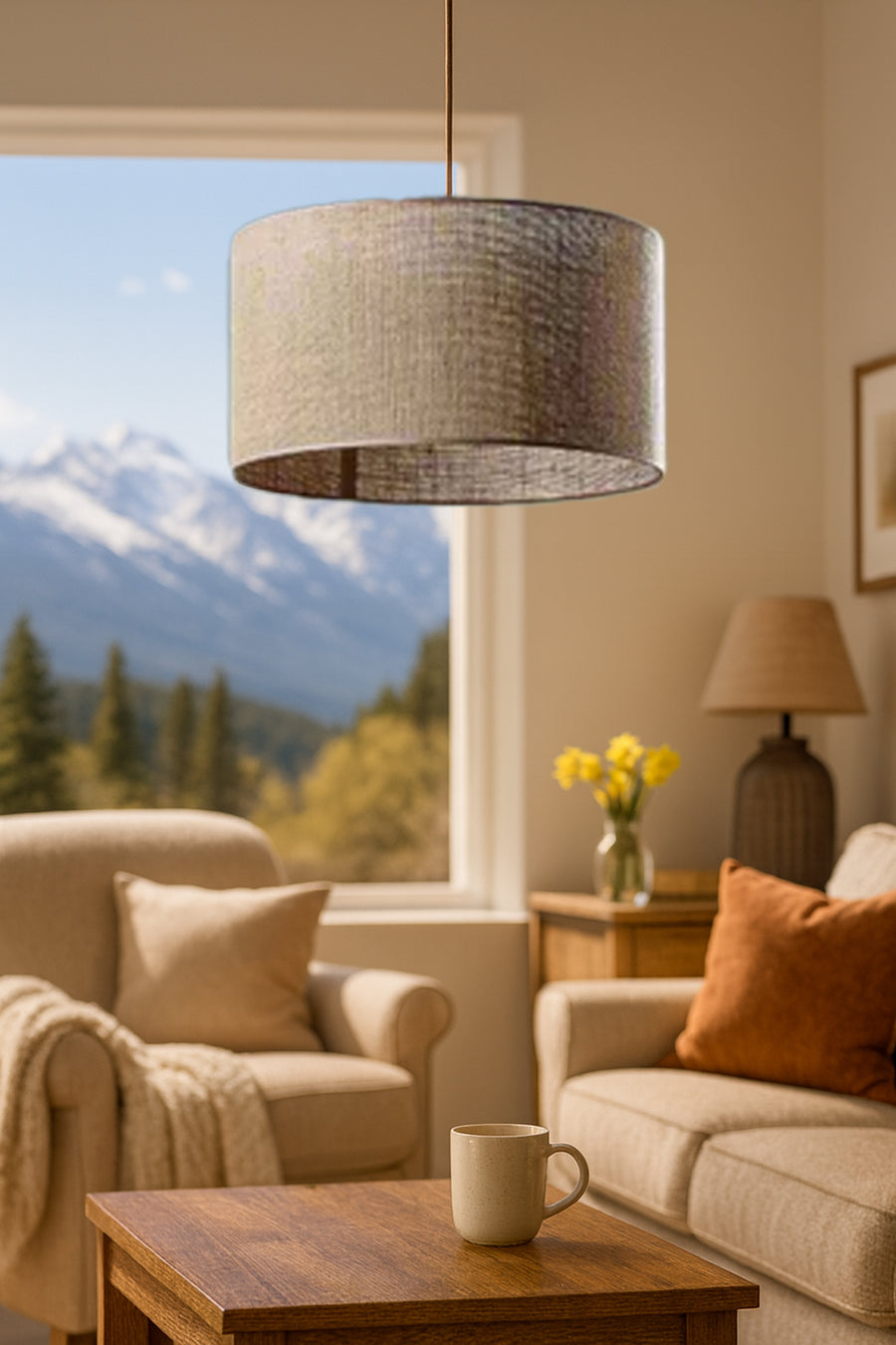 Jute Pendant Light for Living Room 12 Inch - Jasmit by Akway