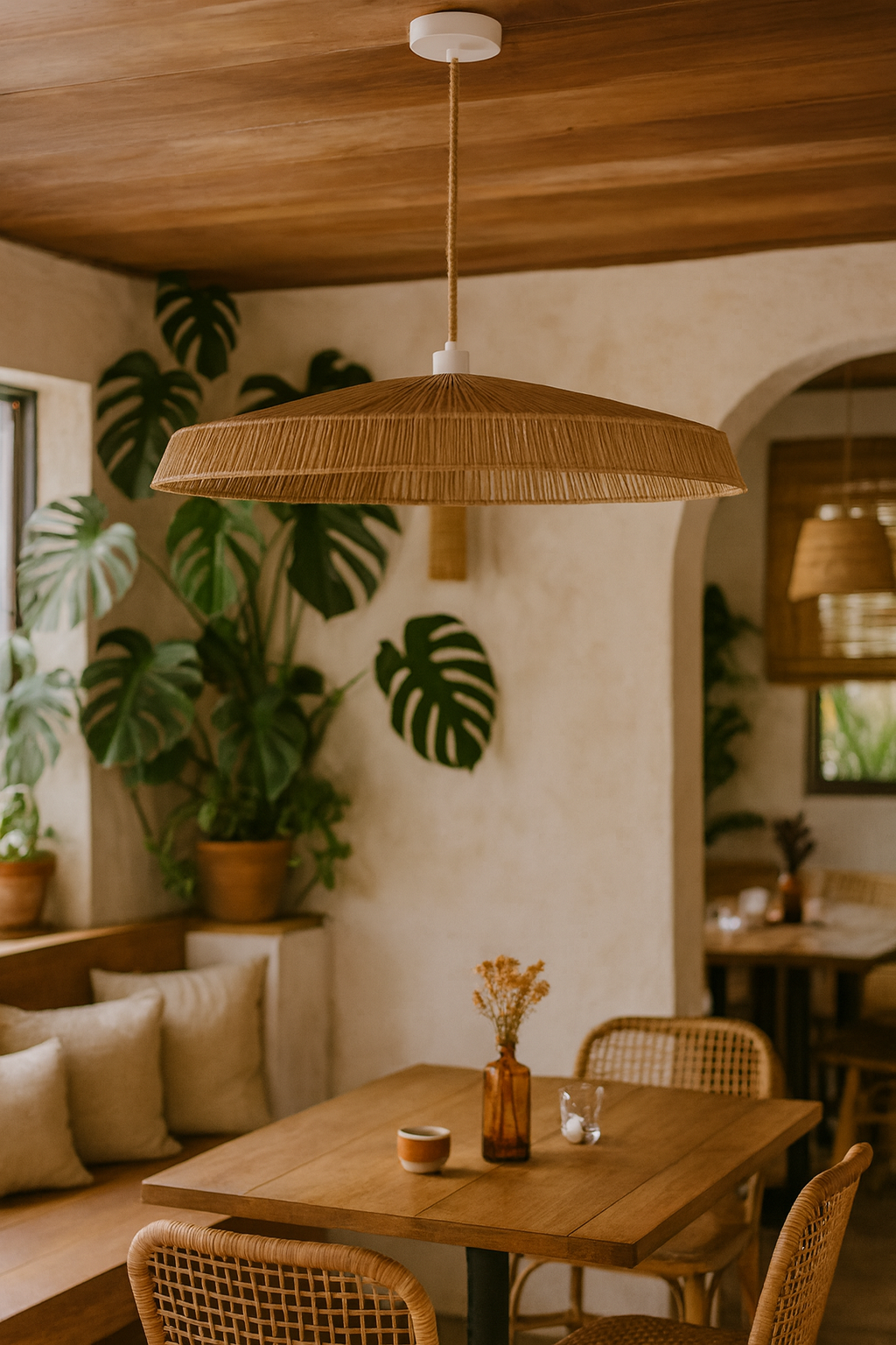 Bamboo Hanging lamp for Living Room | Rattan Pendant light | Cane ceiling light - Kaia by Akway - Image 3