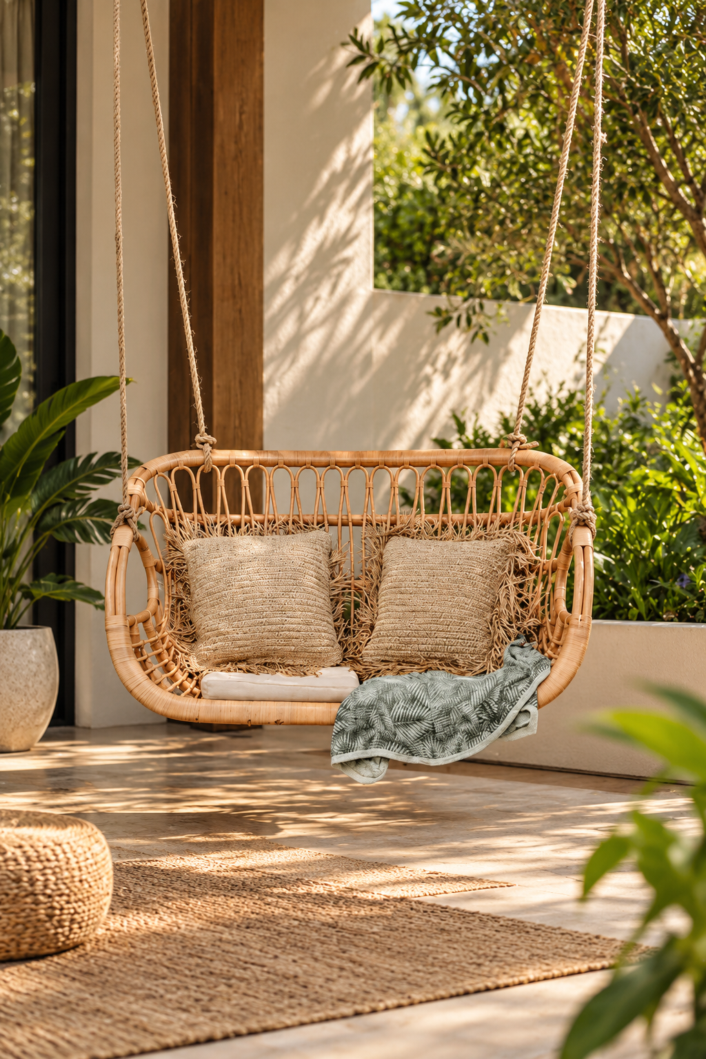 Rattan Hanging Chair for Outdoor | Bamboo Swing Chair - Kaia by Akway - Furniture > Swing Chairs