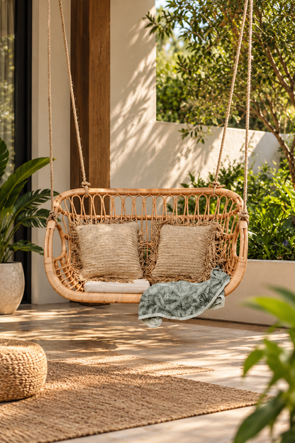 Rattan Hanging Chair for Outdoor | Bamboo Swing Chair - Kaia by Akway - Furniture > Swing Chairs