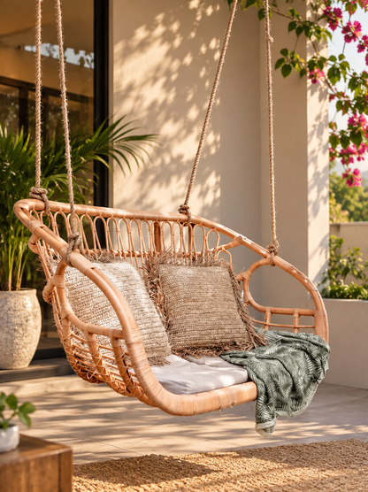 Rattan Hanging Chair for Outdoor | Bamboo Swing Chair - Kaia by Akway - Furniture > Swing Chairs