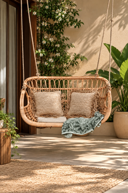 Rattan Hanging Chair for Outdoor | Bamboo Swing Chair - Kaia by Akway - Furniture > Swing Chairs