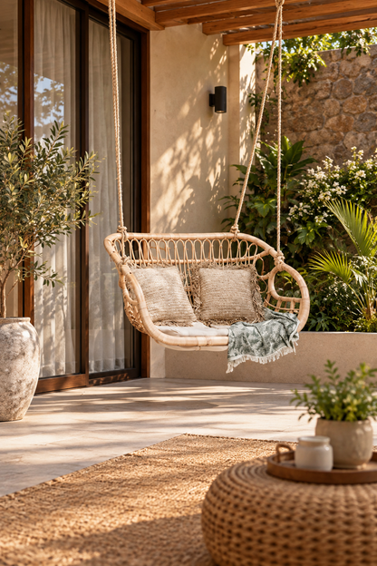 Rattan Hanging Chair for Outdoor | Bamboo Swing Chair - Kaia by Akway - Furniture > Swing Chairs