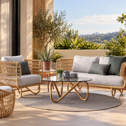 Cane Chairs for Lounge | Bamboo Chairs for Living Room - Kashvi by Akway - Furniture > Chairs