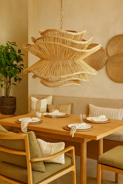 Bamboo Hanging lamp for Living Room | Rattan Pendant light | Cane ceiling light - Kavya by Akway - Image 4
