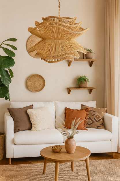 Bamboo Hanging lamp for Living Room | Rattan Pendant light | Cane ceiling light - Kavya by Akway - Image 6